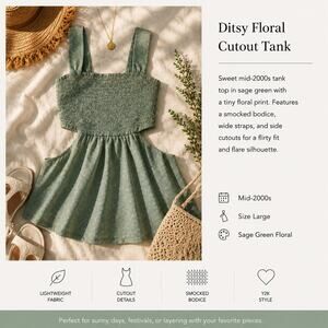 Ditsy Floral Cutout Tank Sz Large